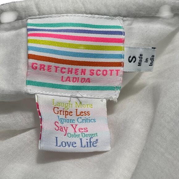 Gretchen Scott Beaded Embroidered Cotton Cleopatra Dress Sz S Beach Tassel Boho - Picture 11 of 12